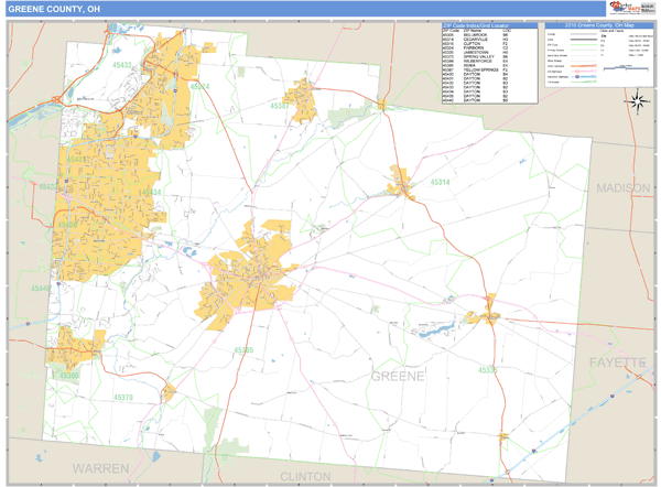 Greene County, Ohio Zip Code Wall Map Market Maps (IDI)