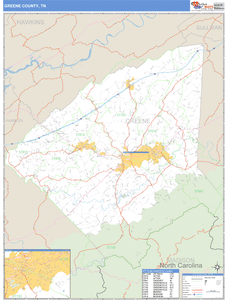 Greene County, Tennessee Zip Code Wall Map