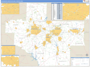 Greensboro-Winston-Salem, North Carolina Metro Area Wall Map
