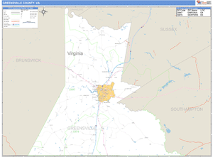 Greensville County, Virginia Zip Code Wall Map