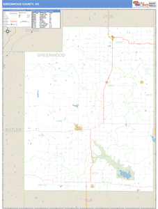 Greenwood County, Kansas Zip Code Wall Map
