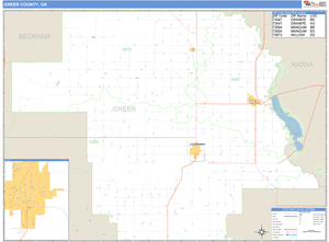 Greer County, Oklahoma Zip Code Wall Map