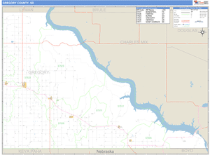 Gregory County, South Dakota Zip Code Wall Map