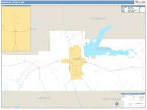 Grenada County, Mississippi Zip Code Wall Map