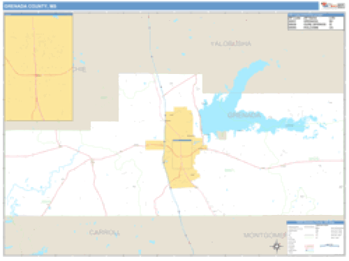 Grenada County, Mississippi Zip Code Wall Map Market Maps (IDI)