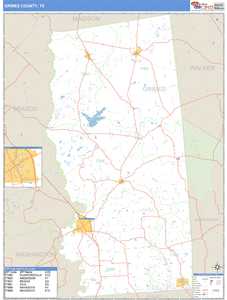 Grimes County, Texas Zip Code Wall Map