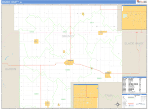 Grundy County, Iowa Zip Code Wall Map