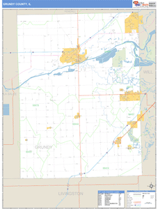 Grundy County, Illinois Zip Code Wall Map