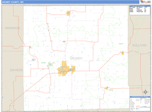 Grundy County, Missouri Zip Code Wall Map