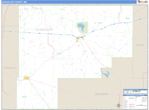Guadalupe County, New Mexico Zip Code Wall Map