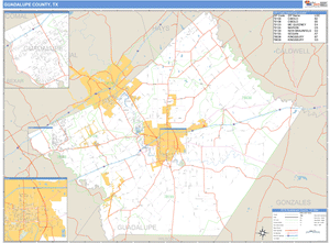 Guadalupe County, Texas Zip Code Wall Map