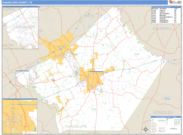 Guadalupe County, Texas Zip Code Wall Map Market Maps (IDI)
