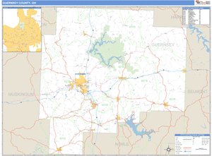 Guernsey County, Ohio Zip Code Wall Map