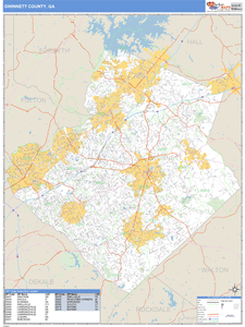 Gwinnett County, Georgia Zip Code Wall Map