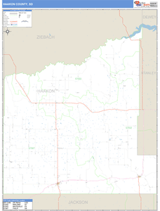 Haakon County, South Dakota Zip Code Wall Map