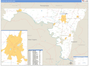 Hagerstown, Maryland Metro Area Wall Map