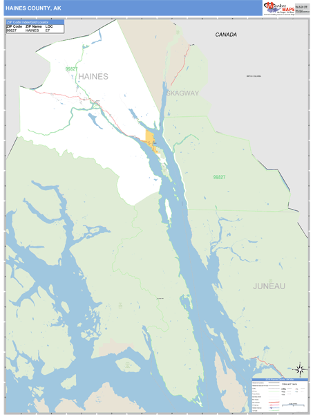 Haines County, Alaska Zip Code Wall Map Market Maps (IDI)