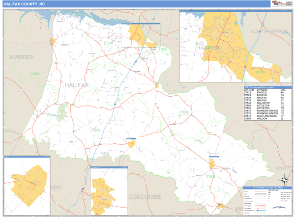 Halifax County, North Carolina Zip Code Wall Map Market Maps (IDI)