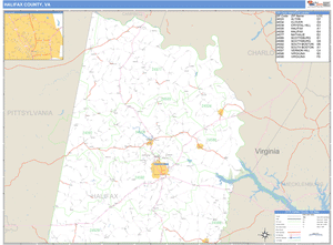 Halifax County, Virginia Zip Code Wall Map