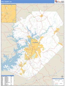 Hall County, Georgia Zip Code Wall Map