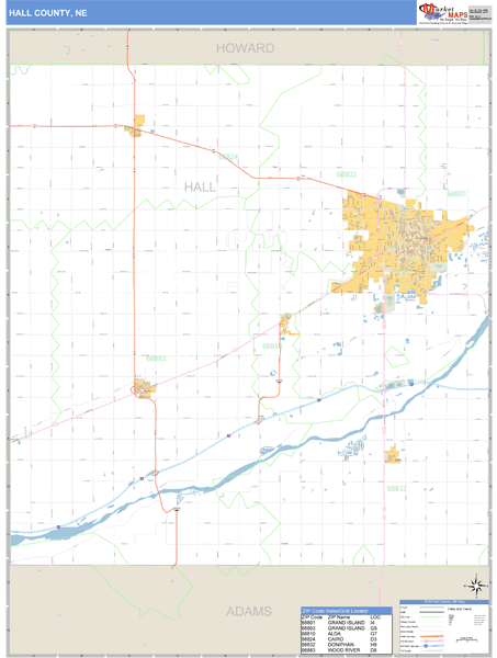 Hall County Ne Map.pdf Hall County, Nebraska Zip Code Wall Map | Map Geek.com