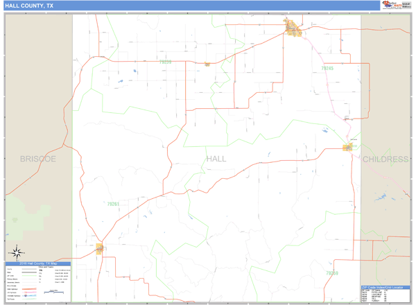 Hall County, Texas Zip Code Wall Map Market Maps (IDI)