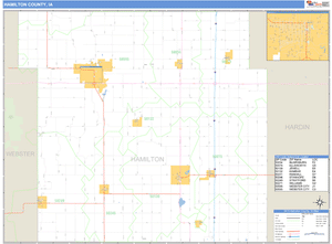 Hamilton County, Iowa Zip Code Wall Map