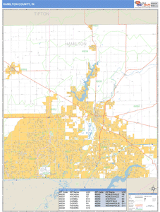 Hamilton County, Indiana Zip Code Wall Map