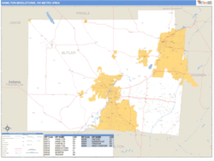 Hamilton-Middletown, Ohio Metro Area Wall Map