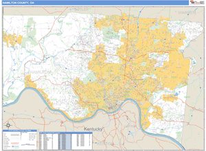 Hamilton County, Ohio Zip Code Wall Map