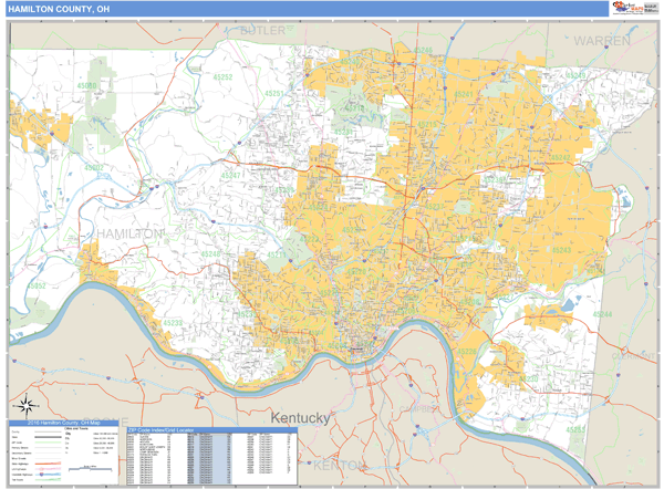 Hamilton County, Ohio Zip Code Wall Map Market Maps (IDI)
