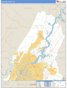 Hamilton County, Tennessee Zip Code Wall Map