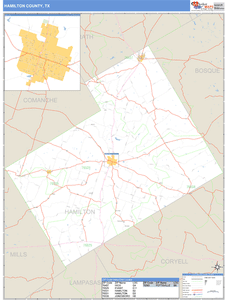 Hamilton County, Texas Zip Code Wall Map