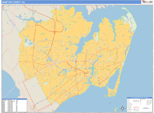 Hampton County, Virginia Zip Code Wall Map