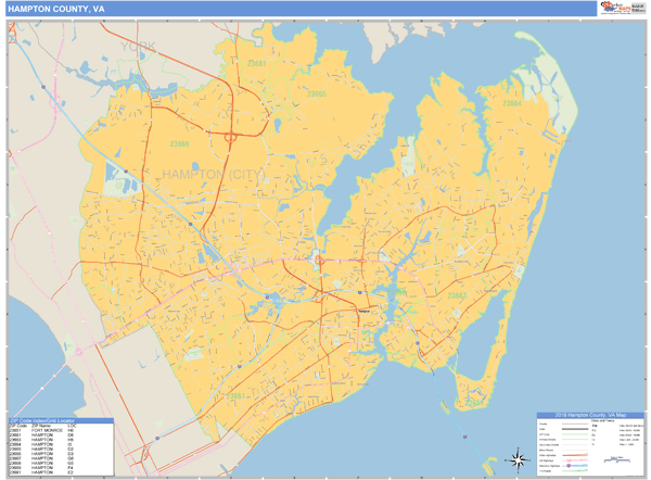 Hampton County, Virginia Zip Code Wall Map Market Maps (IDI)
