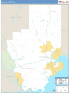 Hancock County, Mississippi Zip Code Wall Map