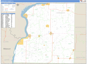 Hancock County, Illinois Zip Code Wall Map