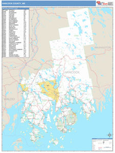 Hancock County, Maine Zip Code Wall Map