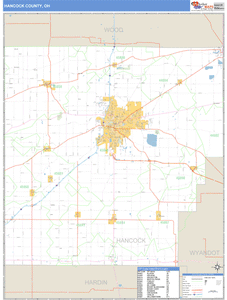 Hancock County, Ohio Zip Code Wall Map