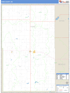 Hand County, South Dakota Zip Code Wall Map