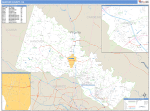 Hanover County, Virginia Zip Code Wall Map