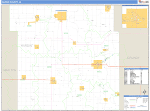 Hardin County, Iowa Zip Code Wall Map