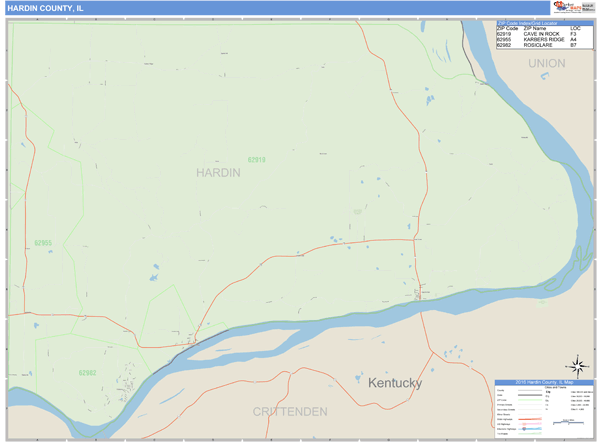 Hardin County, Illinois Zip Code Wall Map Market Maps (IDI)