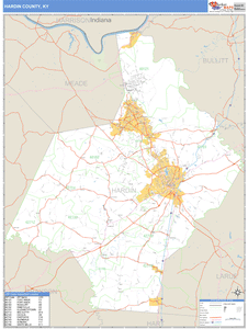 Hardin County, Kentucky Zip Code Wall Map