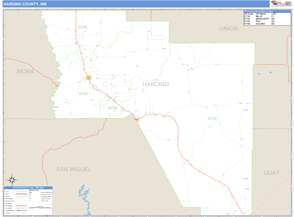 Harding County, New Mexico Zip Code Wall Map Market Maps (IDI)