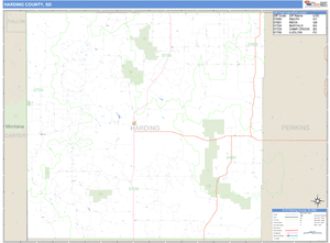 Harding County, South Dakota Zip Code Wall Map