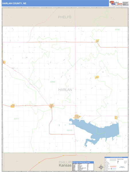 Harlan County, Nebraska Zip Code Wall Map Market Maps (IDI)