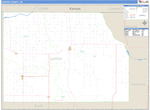 Harper County, Oklahoma Zip Code Wall Map
