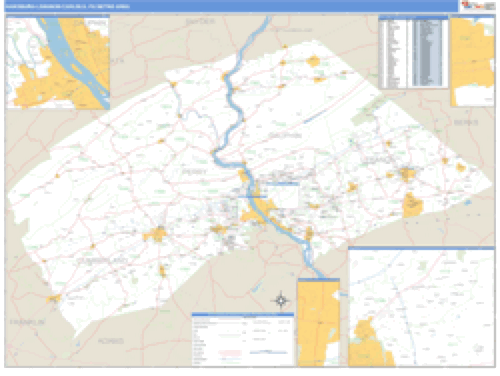 Harrisburg-Lebanon-Carlisle, Pennsylvania Metro Area Wall Map Market Maps (IDI)