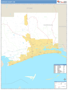 Harrison County, Mississippi Zip Code Wall Map